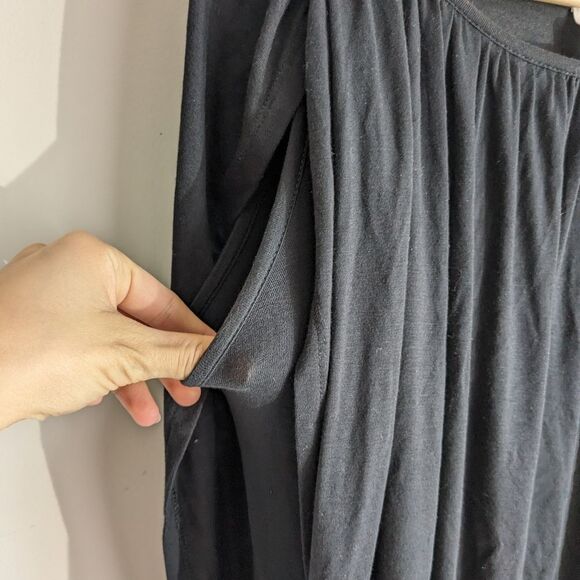 Seven times seven Black Drape Drop Waist Dress Women's Size Small - Picture 4 of 9